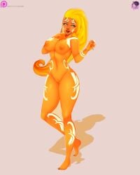 1girls european_mythology female female_only goddess hi-rez_studios law-zilla mythology norse_mythology nude orange_body smite sol_(smite) solo