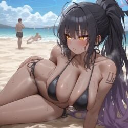 ai_generated beach big_ass big_breasts bikini blue_archive karin_(blue_archive) tamayuki