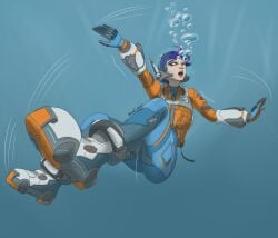 ahe_gao aqua_enjoyer asian asian_female asphyxiation blizzard_entertainment broken_helmet drowning female female_only fetish imminent_death juno_(overwatch) overwatch overwatch_2 purple_hair spacesuit suffocation underwater underwater_peril weird