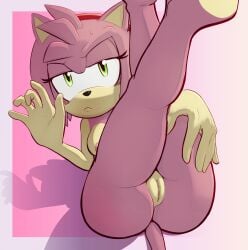 5_fingers amy_rose anthro areola breasts eulipotyphlan female fingers frown genitals green_eyes hedgehog hedgehog_girl hi_res looking_at_viewer mammal nipples nude pink_body pussy sega solo sonic_(series) sonic_the_hedgehog_(series) spikeybluething