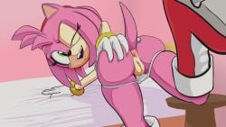 16:9 amy_rose anthro anus ass clothed clothing eulipotyphlan female genitals green_eyes hedgehog hedgehog_girl hi_res looking_at_viewer looking_back mammal one_eye_closed open_mouth panties panties_down partially_clothed pink_body pussy sega solo sonic_(series) sonic_the_hedgehog_(series) spikeybluething underwear underwear_down widescreen