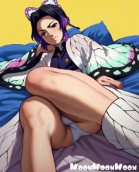 ai_generated ass demon_slayer femboy kimetsu_no_yaiba kochou_shinobu legs moonmoonmoon panties rule63 rule_63 testicles white_panties