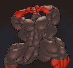 balls bara big_muscles big_penis blackhole_(kinnikuman) flaccid kinnikuman male male_only muscles muscular nude penis ripped-saurian solo solo_male