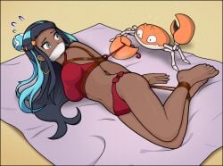 bikini bondage bound female female_focus female_only human humanoid krabby nessa_(pokemon) pokémon_(species) pokemon pokemon_(species) submissive submissive_female swimsuit swimwear