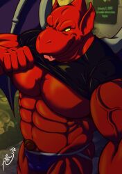 artist_request balls boner demon demon's_crest erection firebrand ghosts_'n_goblins male male_only muscle muscles muscular muscular_male penis red_arremer red_body red_skin shirt_lift showing_off solo solo_male wings