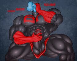 balls bara big_muscles big_penis blackhole_(kinnikuman) blowjob boner erection gay kinnikuman male male_only masturbation muscles muscular oral penis ripped-saurian