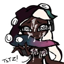 cum cum_on_breasts cum_on_face marina_(splatoon) sheer_bra splatoon splatoon_(series)