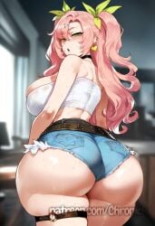 ai_generated chronick cowboy_shot from_behind huge_ass huge_breasts nai_diffusion nicole_demara solo thiccwithaq_(ai_style) thick_thighs wide_hips zenless_zone_zero