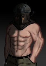 1boy buff call_of_duty call_of_duty_modern_warfare clothing evuvu human könig konig male male_focus male_nipples male_only manly mask masked masked_male mature_male muscles muscular_male pecs semi_nude shirtless small_eyes soldier solo_focus solo_male