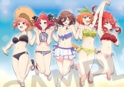 go-toubun_no_hanayome nakano_ichika nakano_itsuki nakano_miku nakano_nino nakano_yotsuba swimsuit swimwear