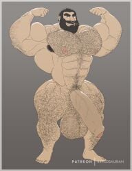 balls bara beard big_muscles big_penis body_hair facial_hair flaccid flexing huge_balls huge_cock male male_only muscles muscular nude penis ripped-saurian solo solo_male