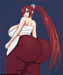 ass dress dress_inside_ass erza_scarlet fairy_tail nimebooty ponytail red_hair