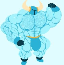 balls bara big_muscles big_penis body_hair bulge flaccid flexing helmet male male_only muscles muscular penis ripped-saurian shovel_knight shovel_knight_(character) solo solo_male