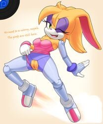 2015 amputee anthro breasts bunnie_rabbot cyberlimb cybernetics dialogue english_text female fur furry furry_only hi_res lagomorph mammal marthedog pussy rabbit sonic_(series) text triple_amputee