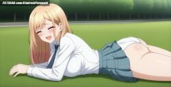 :d ai_generated aindroidparanoid ass ass_focus big_breasts blonde_hair breasts busty cameltoe cosplayer curvy cute fat_ass from_behind grass hips huge_breasts kitagawa_marin legs lifting_skirt long_hair lying narrow_waist necktie on_stomach outdoors panties park red_eyes school_uniform schoolgirl schoolgirl_uniform shirt skirt slim_waist sono_bisque_doll_wa_koi_wo_suru stable_diffusion standing straight_hair sunny tight_clothing