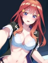 ai_generated bra breasts busty go-toubun_no_hanayome nakano_itsuki red_hair stomach