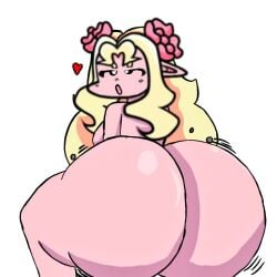 1girl big_ass big_butt blonde_hair blonde_hair_female elf elf_ears elf_female elf_girl fat_ass fat_butt female femdom friday_night_funkin friday_night_funkin_mod hearts huge_ass huge_butt male male/female pink_skin riding riding_penis rosie_(shiba_chichi) simple_background twerking white_background