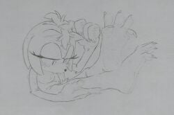 1futa amy_rose animal_penis anthro autofellatio breasts clawed_fingers clawed_toes furry madeinaroace penis sega sketch sonic_(series) traditional_media_(artwork)