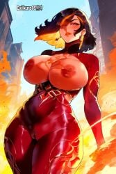 ai_generated aura evilkuro05 fire fire_hair thick_hips thick_legs thick_thighs