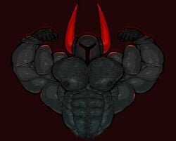 bara big_muscles black_knight_(shovel_knight) body_hair flexing helmet male male_only muscles muscular ripped-saurian shovel_knight solo solo_male sweat sweating