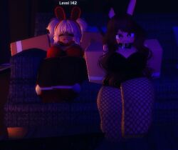 2girls 3d artist_request breasts bunny_ear bunny_ears bunny_girl bunnysuit clothed roblox robloxian source_request tagme thighs