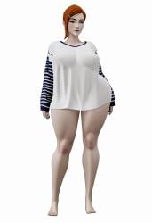 3d 3d_(artwork) absurd_res aged_up ben_10 cosplay fanart female_only gwen_tennyson hi_rhi hourglass_figure loose_clothes simple_background t-shirt_only tall_female wide_hips