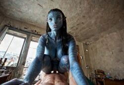 ai_generated avatar avatar:_the_way_of_water black_hair blue_body blue_skin dominant female holding_camera huge_breasts long_hair na'vi neytiri nipples riding riding_penis selfie sex squatting taller_girl thanosdonginspector viewed_from_below