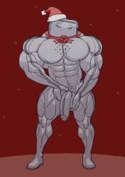 balls bara big_muscles big_penis flaccid male male_only muscles muscular nude object_head penis ripped-saurian solo solo_male toony_face