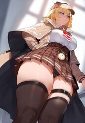 1girls ai_generated big_breasts blonde_hair blue_eyes cameltoe curvy curvy_female down_angle female_only floox high_resolution hololive hololive_english panties school_uniform skirt solo tagme thiccwithaq_(ai_style) thick_thighs virtual_youtuber vtuber watson_amelia