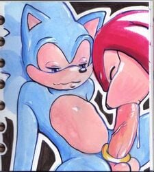 anthro balls battle_angel blue_fur cock_ring cum echidna fur furry gay hedgehog human knuckles_the_echidna male male_only mammal monotreme multiple_males oral penis sega sonic_(series) sonic_3 sonic_the_hedgehog sonic_the_hedgehog_(series) sonic_the_hedgehog_3 sweat yaoi