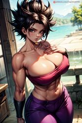 1girls abs ai_generated big_breasts black_hair breasts brown_eyes caulifla cleavage curvaceous curvy curvy_body curvy_female curvy_figure curvy_hips dark_hair dragon_ball dragon_ball_super dragon_ball_z female female_only fit fit_female frown large_breasts mature mature_female milf muscular muscular_female nipple_bulge nipples_visible_through_clothing supr3metr thick_lips top_heavy_breasts topwear tubetop wide_hips