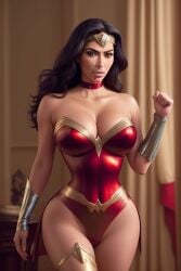 ai_generated black_hair bracelet celebrity choker cleavage cosplay dc dc_comics hourglass_figure kim_kardashian long_hair looking_at_viewer navel_visible_through_clothes perchance_ai real_person self_upload skin_tight slim_waist superheroine voluptuous wonder_woman wonder_woman_(cosplay) wonder_woman_(series)