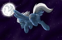 2015 anus ass cutie_mark dawaffle equine female feral flying hair hooves mammal moon my_little_pony night_glider_(mlp) outside pegasus pussy solo wings