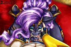 2015 anthro anthrofied cum cum_out_nose dark_persona duo equine eyeshadow faceless_male female friendship_is_magic furry hair hi_res hooves horn kneeling long_hair looking_at_viewer makeup male mammal my_little_pony navel nightmare_rarity oral pov purple_hair rarity_(mlp) sex straight straight_hair tatara94 underhoof unicorn