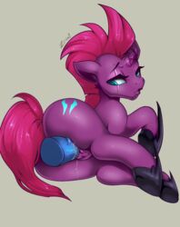 2017 ass broken_horn digital_media_(artwork) dildo equine eye_scar female feral fizzlepop_berrytwist_(mlp) hair hi_res horn mammal my_little_pony my_little_pony_the_movie penetration pussy scar sex_toy simple_background solo tempest_shadow_(mlp) unicorn vaginal_penetration vaginal_penetration zraxi