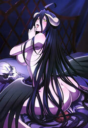 1girls ainz_ooal_gown albedo_(overlord) ass dakimakura dakimakura_(object) dat_ass female female_only horns long_hair nude overlord_(maruyama) pale-skinned_female pale_skin skull solo succubus succubus_horns succubus_wings tagme very_long_hair wings