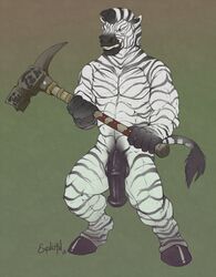 2015 angry anthro blood equine explicital full-length_portrait full_length furry furry_only hammer horsecock male_only melee_weapon muscular portrait solo standing war_hammer weapon zebra