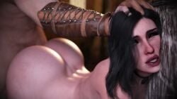 3d ass big_ass big_penis black_hair bubble_butt cd_projekt_red completely_nude female light-skinned_female light-skinned_male light_skin male mascara necklace nude otacon212 penetration penis purple_eyes sex the_witcher_(series) the_witcher_3:_wild_hunt throat_grab vaginal_penetration yennefer