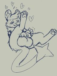 blush blush_lines draco_(artist) furry furry_only huge_balls male male_only masturbation nude nude_male penis sheath shinx