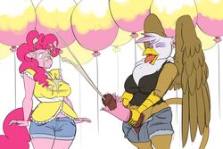 animal_genitalia avian balloon beak breasts brown_penis bulge closed_eyes clothed clothing cum cum_in_hair cum_on_clothes cum_on_face cumshot cyrus_physhor equine erection feathers female friendship_is_magic furry futa_on_female futanari gilda_(mlp) gryphon hair herm herm_on_female horse horsecock intersex large_penis mammal masturbation my_little_pony open_mouth orgasm penis pink_hair pink_skin pinkie_pie_(mlp) pony simple_background smile straight_hair surprised testicles tongue tongue_out unzipped vein what white_background wide_hips wings