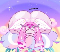 1girls anal_vore angel angel_wings ass ass_focus ass_up big_ass cloud completely_nude cookie_run cookie_run_kingdom czartheczar edit edited eternal_sugar_cookie female female_only full_body hollyberry_cookie huge_ass loaf looking_at_viewer naked naked_female nude nude_female pink_body pink_eyes pink_hair solo solo_female