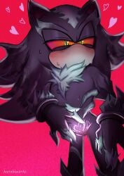 1boy 2026 :3 anthro anthro_male artist_name black_bracelets black_fur blush blush_lines bracelets chest_fur claws cuntboy digital_drawing_(artwork) dripping dripping_pussy gradient_background gray_fur green_eyes grey_fur half-closed_eyes hanabiworks heart heart_tattoo hearts hearts_around_head hi horny horny_male lmao lol male male_only mammal mephiles_the_dark mouthless noseless oh_shi_hes_horny pink_background pubic_tattoo red_sclera sega solo solo_male sonic_(series) sonic_the_hedgehog_(series) sweat sweatdrops sweaty_body tattoo two-tone_fur vaginal_fluids we_need_more_mephiles_content_fr wet_pussy