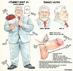 1boy ai_generated average_sized_penis blazer character_sheet daddy dilf english english_text facial_hair gay male male_only mature_male moustache okgobara pubic_hair sheet shirt text tie