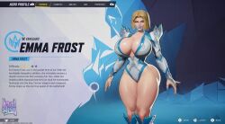 1girls 3d 3d_(artwork) ai_assisted ai_generated blonde-haired_female blonde_female blonde_hair bodysuit cleavage crystal dominatrix emma_frost emma_frost_(marvel_rivals) female front_view game_screenshot heroine highleg highleg_leotard homo_superior hourglass_figure huge_ass huge_breasts leotard lewdstein light-skinned_female light_skin lipstick long_hair marvel marvel_comics marvel_rivals mommy muscular_thighs shiny_clothes slim_waist sole_female solo superheroine thunder_thighs tight_clothing tight_fit video_game_character white_queen white_skin wide_hips wide_thighs x-men