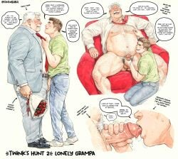 2boys ai_generated average_sized_penis blazer blowjob blush daddy dilf english english_text facial_hair gay gay_blowjob handjob horny moustache okgobara oral oral_penetration oral_sex pleasure_face pubic_hair sheet shirt text tie