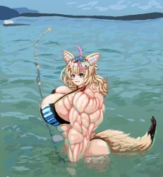 abs ass biceps bikini breasts d3-damage female muscles muscular muscular_arms muscular_female pecs tail