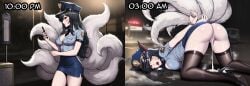 about_to_be_raped about_to_have_sex after_rape after_sex after_vaginal ahri ahri_(league_of_legends) ai_assisted ai_generated alternate_costume animal_ears ass before_and_after black_hair blue_shirt blue_skirt blurry blurry_background blush breasts bus_stop cleavage collared_shirt cum cum_in_pussy cum_on_body cum_on_clothes cumdrip english_text facial female forced forced_sex fox_ears fox_girl fox_tail from_side hat high_heels holding inminent_rape inminent_sex kyuubi large_breasts league_of_legends league_of_legends:_wild_rift long_hair miniskirt multiple_tails nail_polish nay_juno netorare night ntr pencil_skirt police police_hat police_officer police_uniform policewoman rain rape raped_by_enemy raped_female raped_girl riot_games sexy sexy_pose shirt shoes short_sleeves skirt sleeping solo street tail thighhighs top-down_bottom-up violation whisker_markings