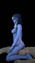 1boy 3d animated ass blue_skin bouncing_breasts breasts dota_2 drow_ranger female hood male nipples nude reverse_cowgirl_position riding source_filmmaker straight white_hair