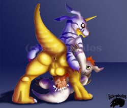 2boys anal anal_sex anthro anus balls big_penis bukephalos cum cum_from_ass cum_in_ass cum_inside digimon digitigrade distracting_watermark duo feral gabumon gay gomamon horn lying male male_only on_back pelt penetration penis perineum pinniped raised_tail scalie seal sex signature watermark yaoi