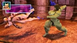 3d 4_arms balls barefoot big_breasts breasts crossover dickgirl futa_on_futa futa_only futanari green_skin huge_breasts intersex marvel mortal_kombat muscle muscular_futanari nude she-hulk sheeva squarepeg3d testicles throwing wicked_works